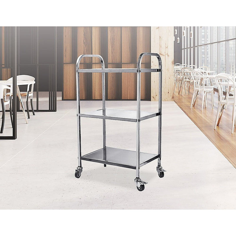 3 Tiers Food Trolley Cart Stainless Steel Utility Kitchen Dining Service Payday Deals