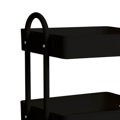 3 Tiers Kitchen Trolley Cart Steel Storage Rack Shelf Organiser Wheels Black Payday Deals