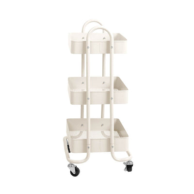 3 Tiers Kitchen Trolley Cart Steel Storage Rack Shelf Organiser Wheels White Payday Deals