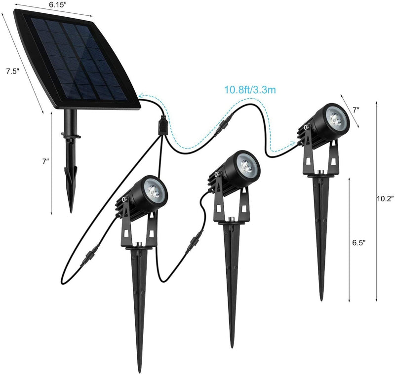 3 x LED Spotlights Powered Solar Garden Lights Outdoor Waterproof (Warm White) Payday Deals