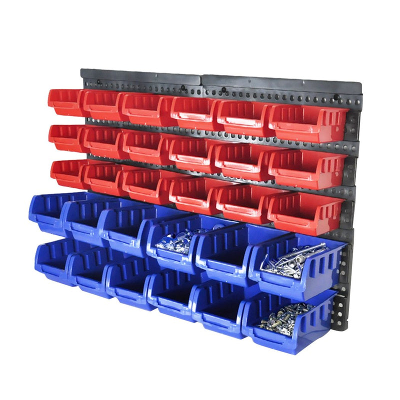 30 Bins Garage Workshop Wall Mounted Tool Box Small Parts Storage Organiser Rack Payday Deals