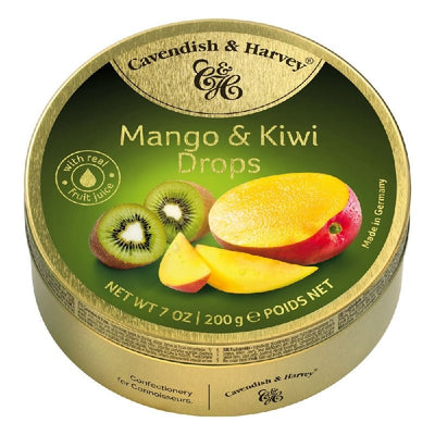 Cavendish and Harvey Mango & Kiwi Drops 200g Tin Sweets C&H Candy Lollies