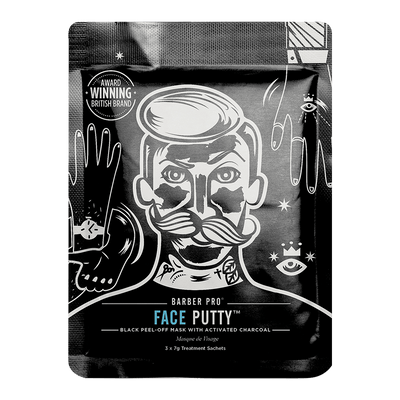 Barber Pro Mens Face Putty Activated Charcoal Black Peel Off Mask 7g x 3 Sachets