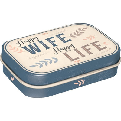 Nostalgic Art Happy Wife Happy Life Pills Novelty Mint Tin Box With Mints 34g
