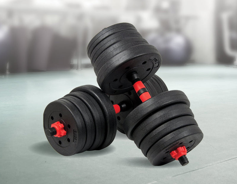 30kg Adjustable Rubber Dumbbell Set Barbell Home GYM Exercise Weights Payday Deals