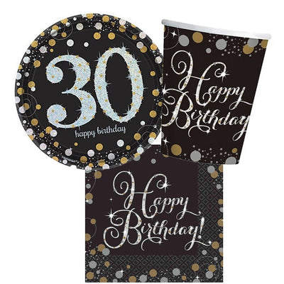 30th Birthday Sparkling Celebration 8 Guest Tableware Pack