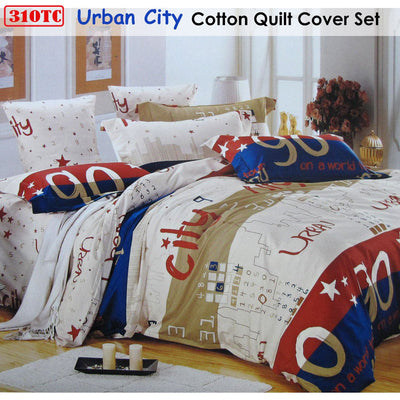 310TC Urban City Cotton Printed Quilt Cover Set Single Payday Deals