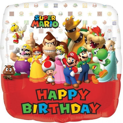 Super Mario Brothers Happy Birthday Square Foil Balloon