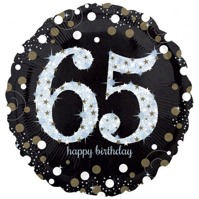 65th Birthday Holographic Sparkling Celebration Foil Balloon