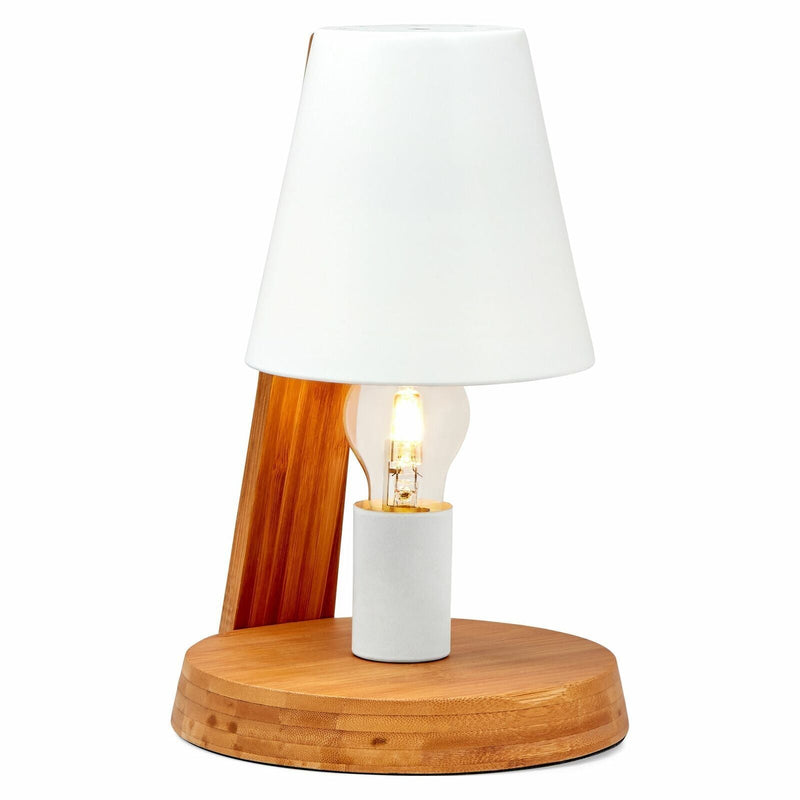 32cm Antique Timber Base Modern Desk Table Lamp Metal Shade Designer - White Payday Deals