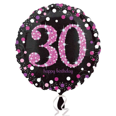 30th Birthday Pink Celebration Holographic Foil Balloon