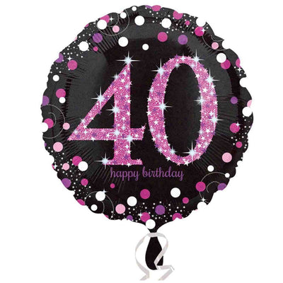 40th Birthday Pink Celebration Holographic Foil Balloon