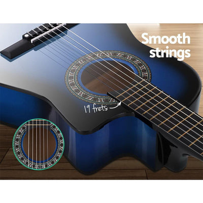 Alpha 34" Inch Guitar Classical Acoustic Cutaway Wooden Ideal Kids Gift Children 1/2 Size Blue Payday Deals