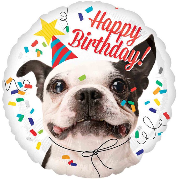 Happy Birthday Dog Round Foil Balloon