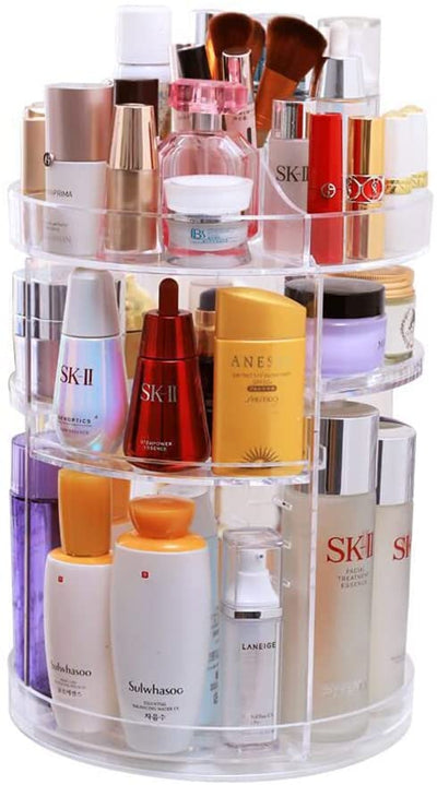 360 Degree Rotation Makeup Organizer Adjustable with Multifunction Cosmetic Storage Box Payday Deals