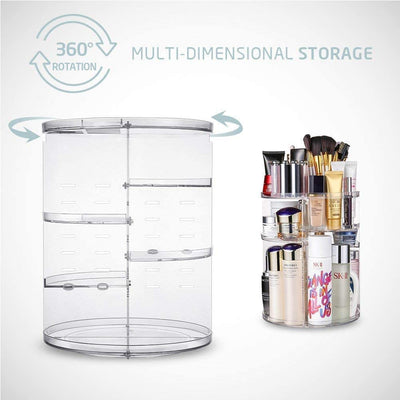 360 Degree Rotation Makeup Organizer Adjustable with Multifunction Cosmetic Storage Box Payday Deals