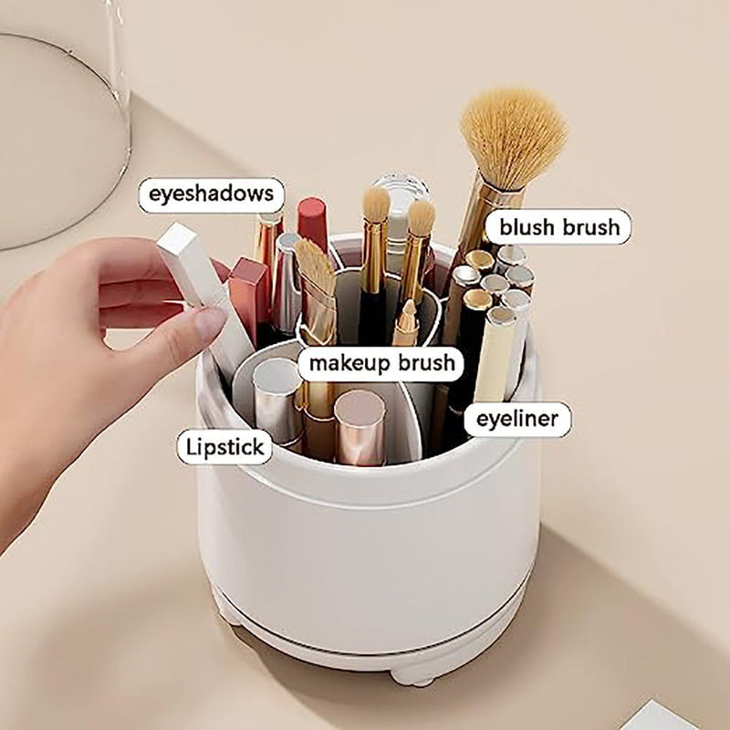 360° Rotating Makeup Brush Bucket Transparent Dust-proof Cosmetic Storage Box(pink) Payday Deals