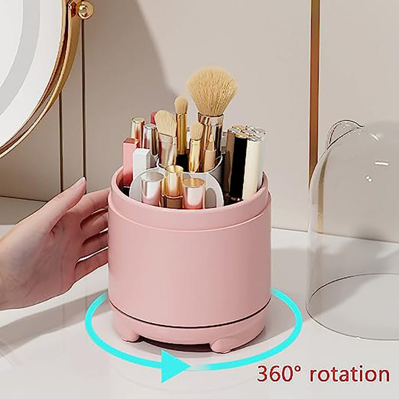 360° Rotating Makeup Brush Bucket Transparent Dust-proof Cosmetic Storage Box(White) Payday Deals