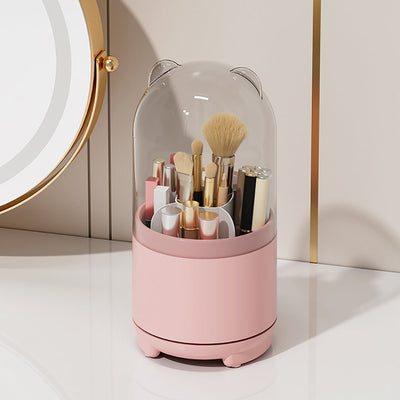 360° Rotating Makeup Brush Bucket Transparent Dust-proof Cosmetic Storage Box(White) Payday Deals