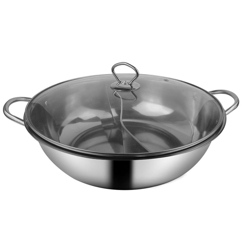 36cm Stainless Steel Twin Mandarin Duck Hot Pot Induction Cookware With Lid Payday Deals