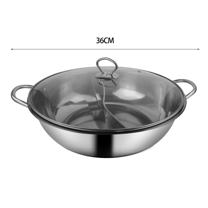 36cm Stainless Steel Twin Mandarin Duck Hot Pot Induction Cookware With Lid Payday Deals