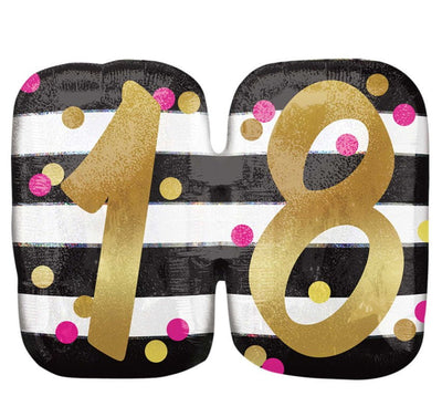 18th Birthday Pink & Gold Milestone Supershape Foil Balloon