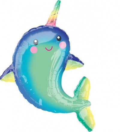 Under The Sea Happy Narwhal SuperShape Foil Balloon