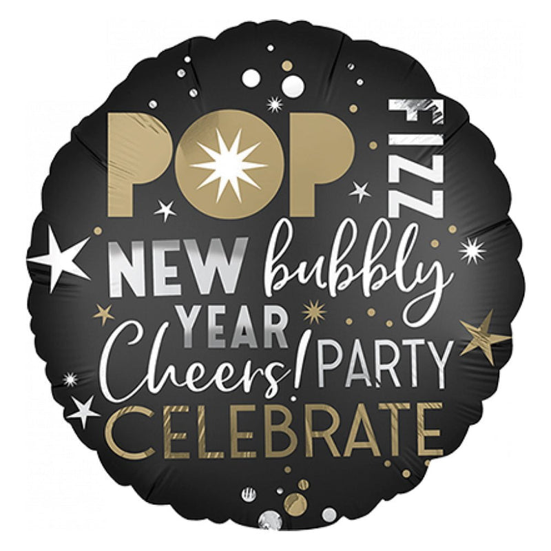 Celebrate The New Year POP FIZZ Satin Foil Balloon