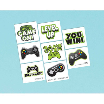 Game On Level Up Tattoo Favours 8 Squares