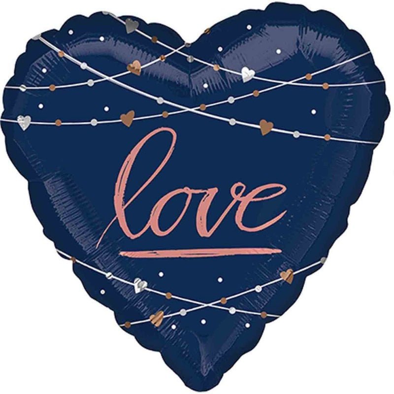 Navy Wedding Heart Shaped Love Foil Balloon