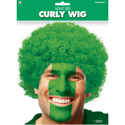 Green Curly Wig Costume Accessory x1