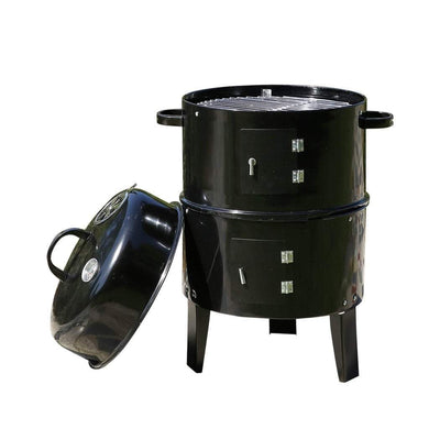 3in1 Charcoal BBQ Grill Smoker Portable Outdoor Barbecue Roaster Steel Camping Payday Deals