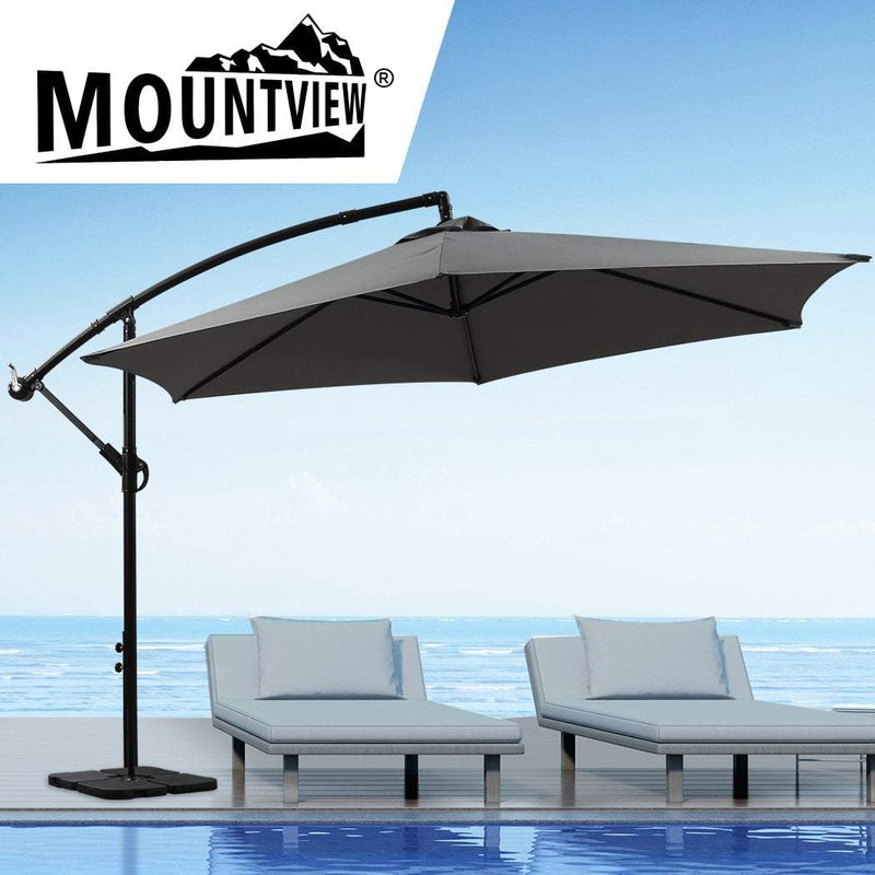 3M Outdoor Umbrella Cantilever Base Stand Cover Garden Patio Beach Umbrellas Payday Deals