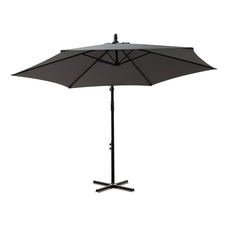 3M Outdoor Umbrella Cantilever Cover Garden Patio Beach Umbrellas Crank Grey Payday Deals