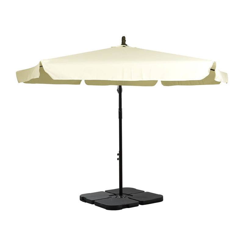 3M Patio Outdoor Umbrella Cantilever Beige With Base Stand Payday Deals