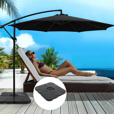 Instahut 3M Umbrella with 50x50cm Base Outdoor Umbrellas Cantilever Sun Stand UV Garden Black Payday Deals
