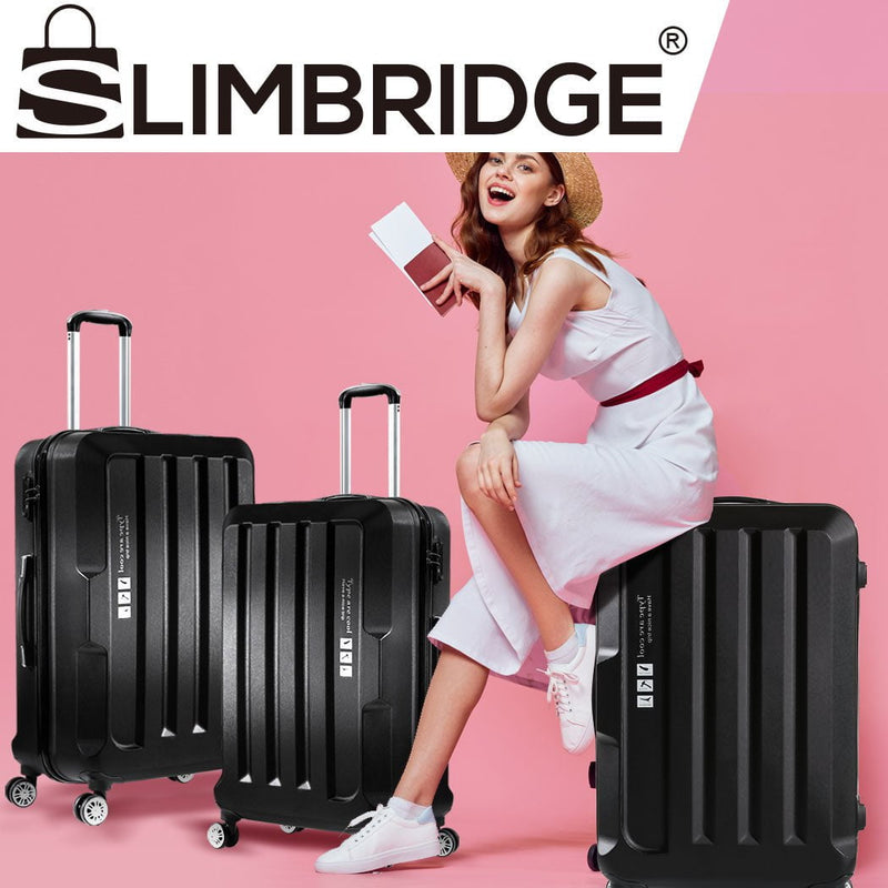 3pcs Luggage Sets Travel Hard Case Lightweight Suitcase TSA lock Black Payday Deals