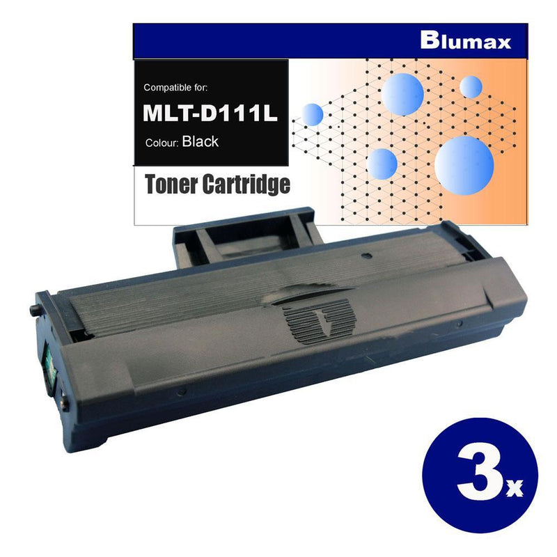 3x Blumax Alternative for Samsung MLT-D111L Black Toner Cartridges
