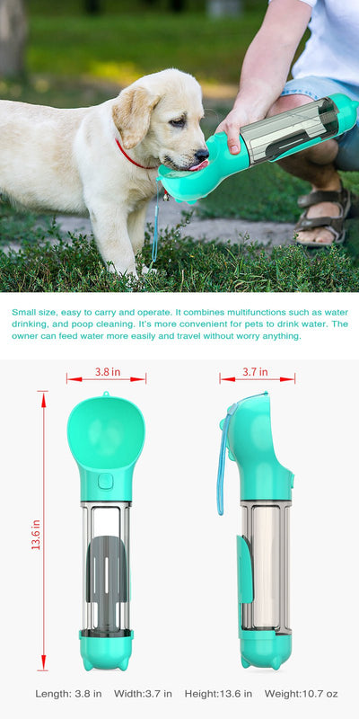 4 in 1 Portable Pet Dog Puppy Cat Drinking Mug Water Feeder Bottle Valve Travel Bottle Blue Payday Deals