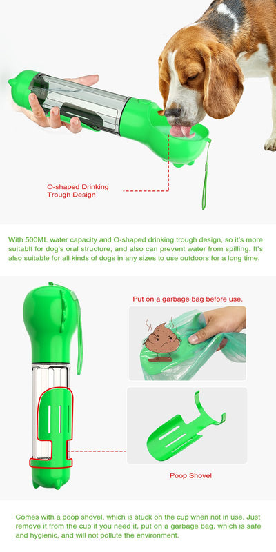 4 in 1 Portable Pet Dog Puppy Cat Drinking Mug Water Feeder Bottle Valve Travel Bottle Green Payday Deals