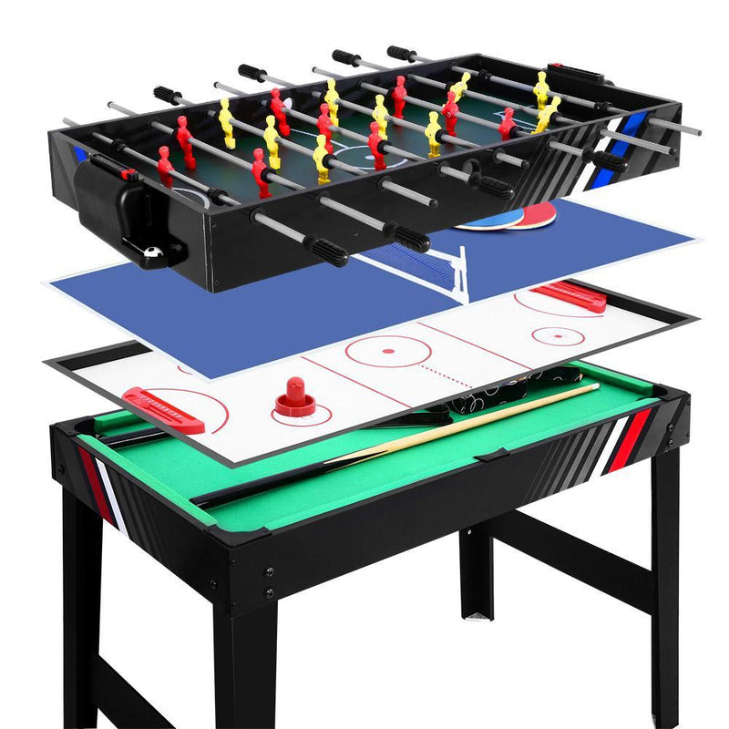 4FT 4-In-1 Soccer Table Tennis Ice Hockey Pool Game Football Foosball Kids Adult Payday Deals