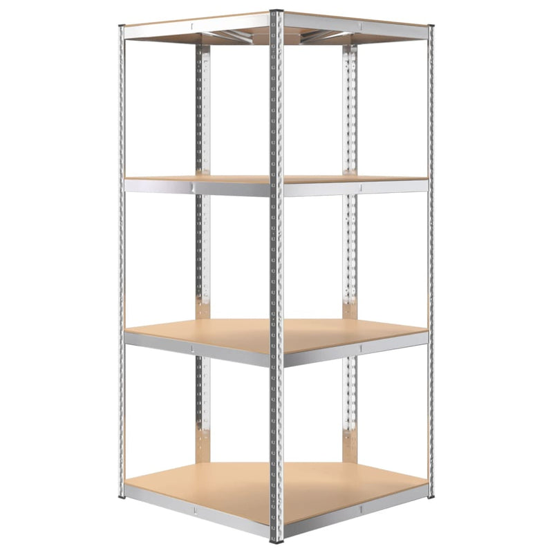 4-Layer Corner Shelf Silver Steel and Engineered Wood Payday Deals
