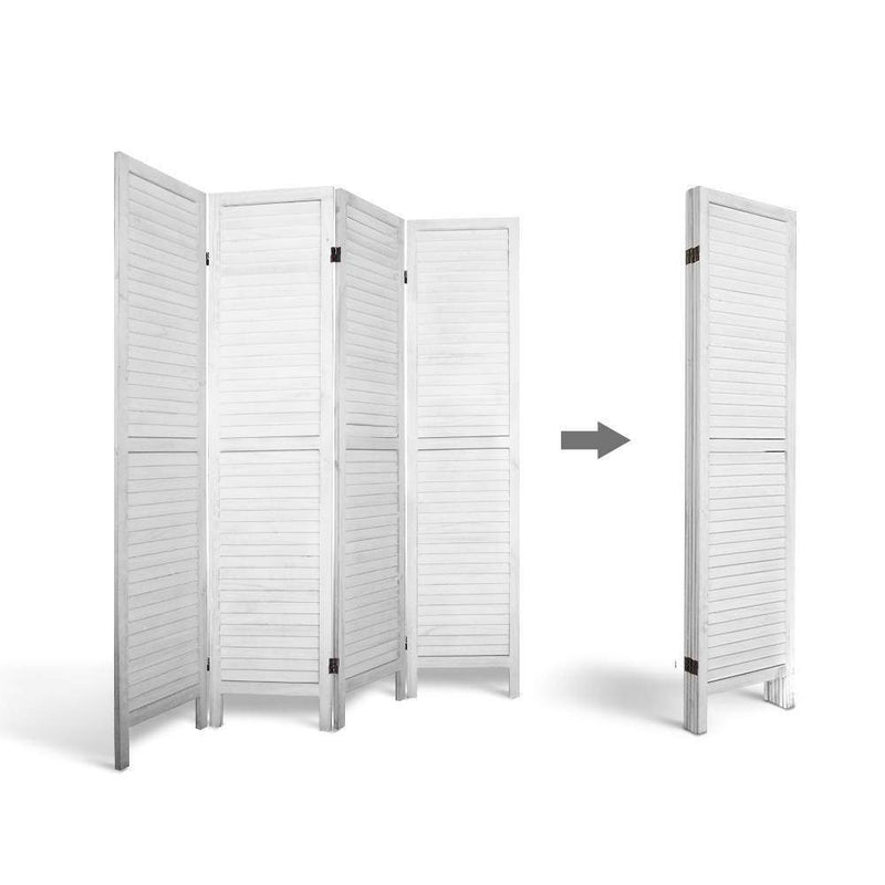 Artiss 4 Panel Foldable Wooden Room Divider - White Payday Deals