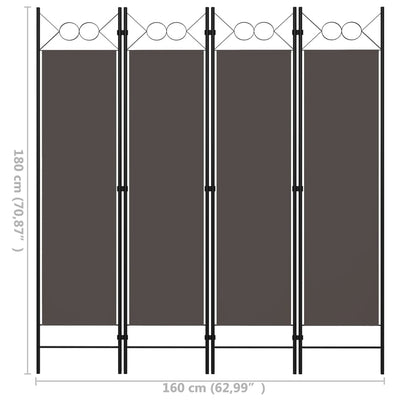 4-Panel Room Divider Anthracite 160x180 cm Payday Deals