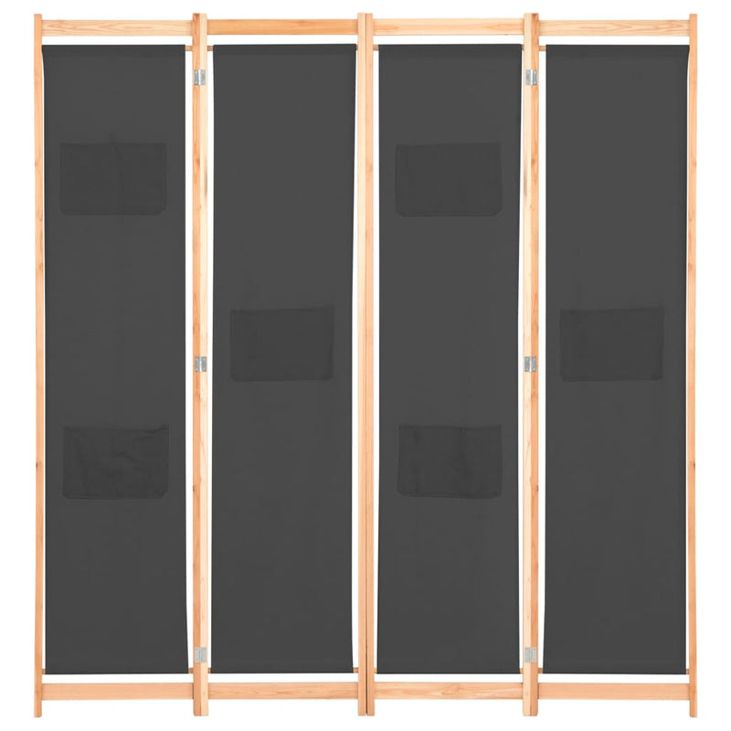 4-Panel Room Divider Grey 160x170x4 cm Fabric Payday Deals