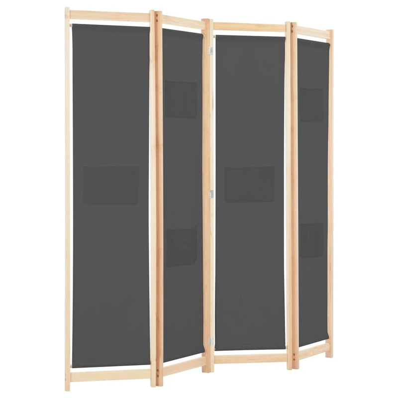 4-Panel Room Divider Grey 160x170x4 cm Fabric Payday Deals