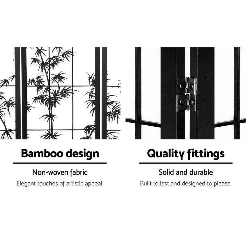 4 Panel Room Divider Screen Privacy Dividers Pine Wood Stand Shoji Bamboo Black White