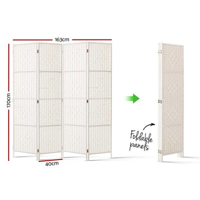 Artiss 4 Panel Room Divider Screen Privacy Timber Foldable Dividers Stand White Payday Deals