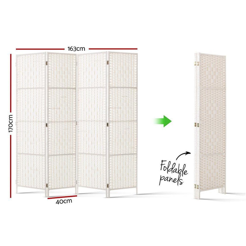 Artiss 4 Panel Room Divider Screen Privacy Timber Foldable Dividers Stand White Payday Deals