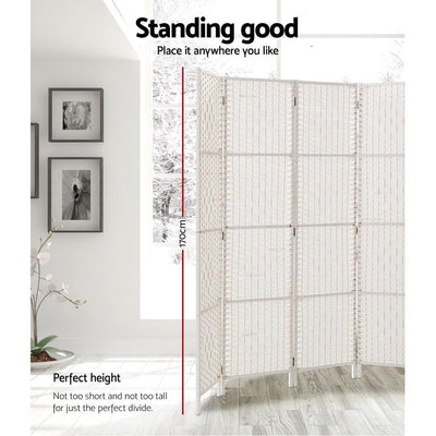 Artiss 4 Panel Room Divider Screen Privacy Timber Foldable Dividers Stand White Payday Deals